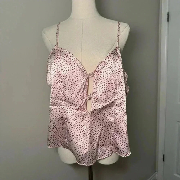 Vintage coquette polka dot satin slip tank  top XL - Picture 2 of 4